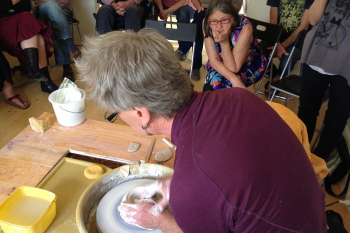 After centering the clay, the form is begun